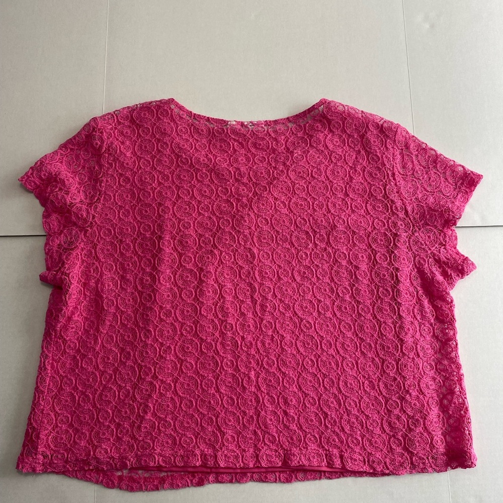 Cato‎ Pink Lace Overlay Short Sleeve Blouse 22/24W - Picture 2 of 13